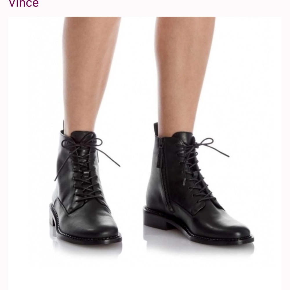 Vince Women's Black Lace-Up Leather Boots
